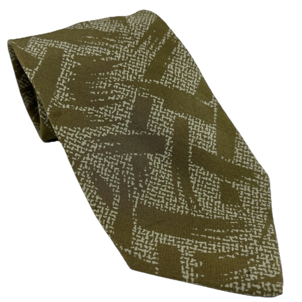 Giorgio Armani Army Green And Grey Brush Stroke Men’s 100% Silk Necktie Italy